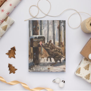 Rustic Wild Hog Mailing Christmas Card