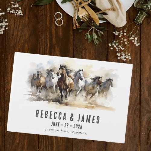 Rustic Wild Horses Farm Equestrian Country Wedding Guest Book