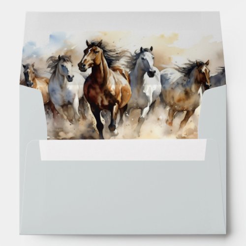 Rustic Wild Horses Ranch Equestrian Photo Wedding Envelope