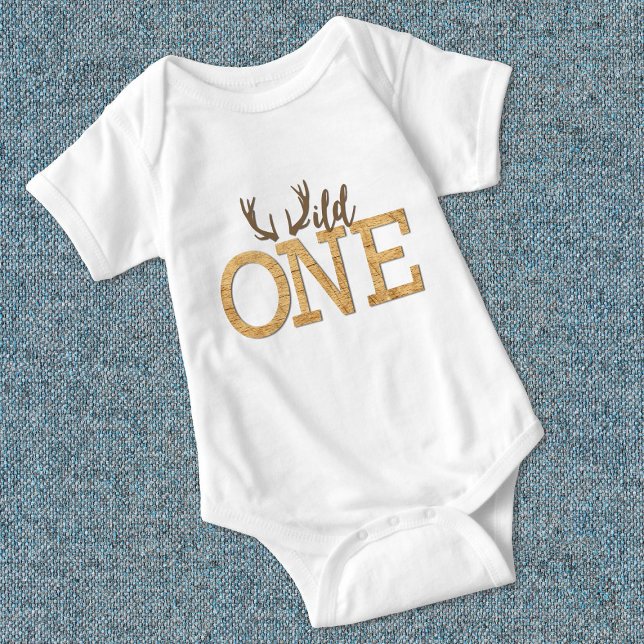Rustic Wild One 1st Birthday Baby Bodysuit (Creator Uploaded)