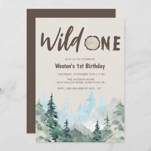 Rustic Wild One 1st Birthday  Invitation