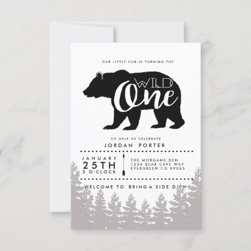 Rustic Wild One  Birthday Party Invite