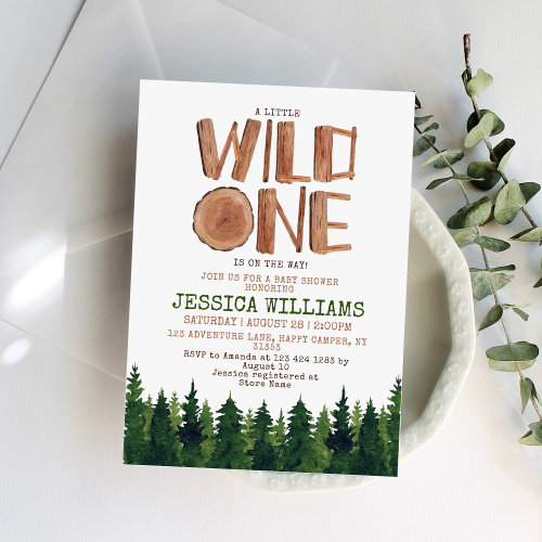 Rustic Wild One Watercolor Woodland Baby Shower 