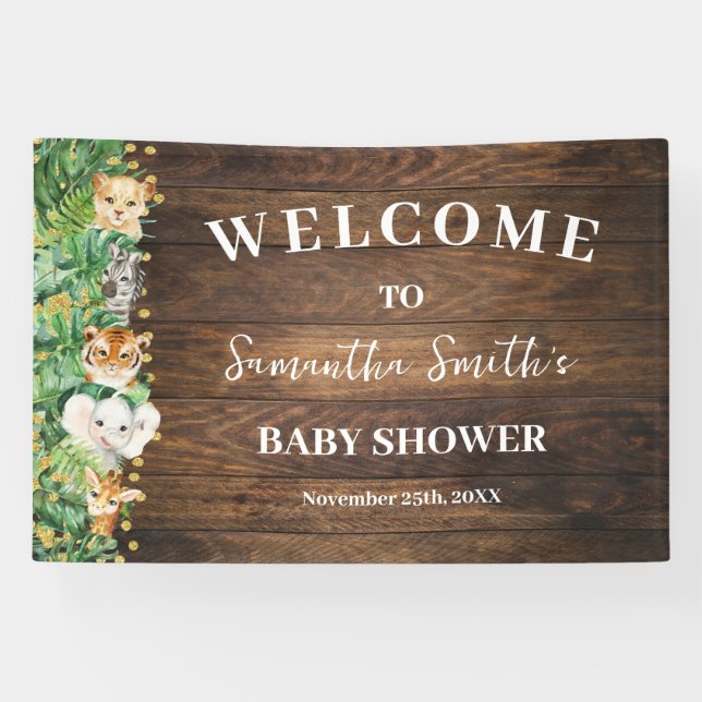 Rustic Wild Safari Welcome Baby Shower Banner (Horizontal)