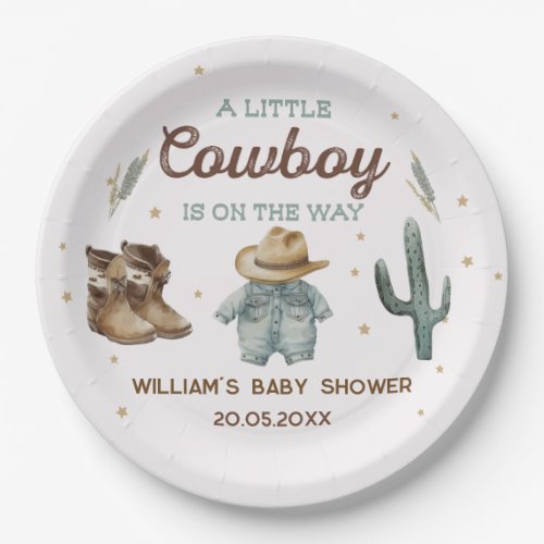 Rustic Wild West Cowboy Baby Shower Paper Plates