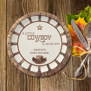 Rustic Wild West Cowboy Baby Shower Paper Plates