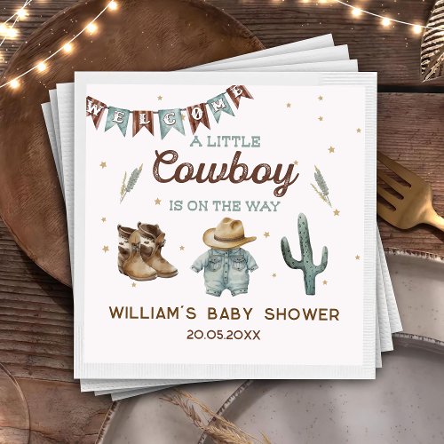 Rustic Wild West Cowboy Baby Shower Paper Plates Napkins