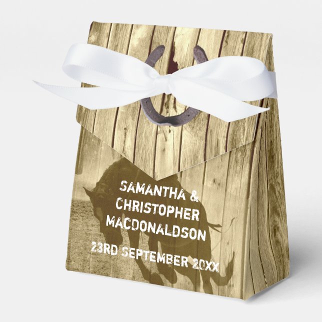 Rustic wild west cowboy country  wedding favor boxes (Front Side)