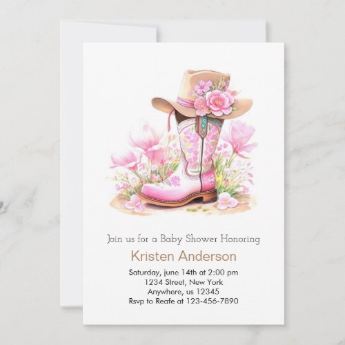 Rustic Wild West Cowgirl Baby Shower Invitation