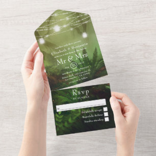 Rustic Wild Woodland Greenery Wedding All In One I Invitation