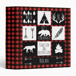 Rustic Wilderness & Animals Buffalo Check Plaid 3 Ring Binder