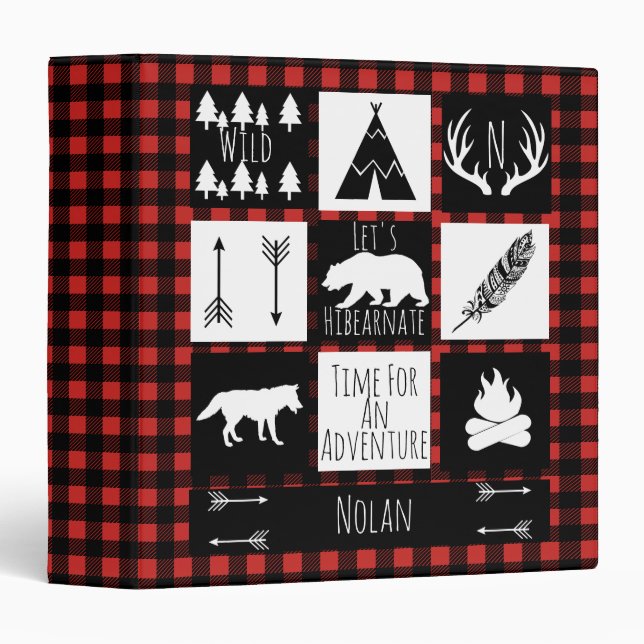 Rustic Wilderness & Animals Buffalo Check Plaid 3 Ring Binder (Front/Spine)