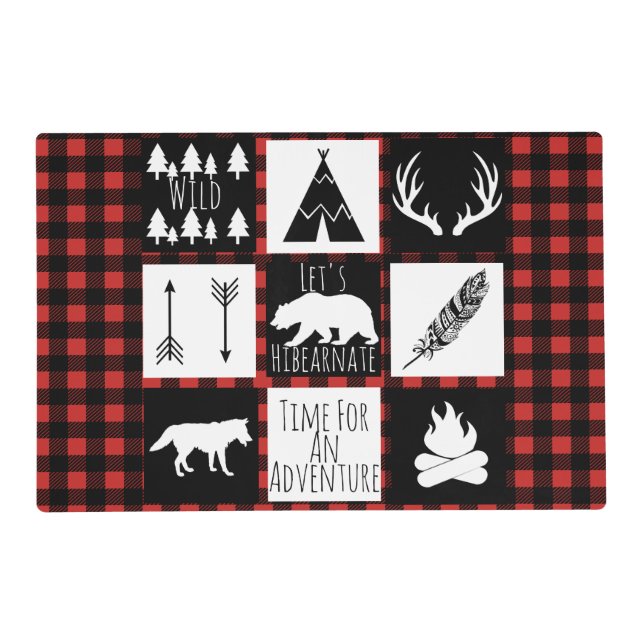 Rustic Wilderness & Animals Buffalo Check Plaid Placemat (Front)