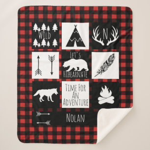 Rustic Wilderness & Animals Buffalo Check Plaid Sherpa Blanket
