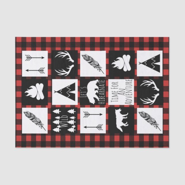 Rustic Wilderness & Animals Buffalo Check Plaid Tissue Paper (Front)