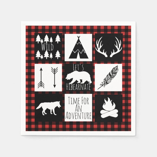 Rustic Wilderness & Animals Lumberjack Plaid Napkins (Front)