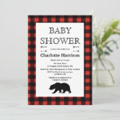 Rustic Wilderness & Animals Plaid Baby Shower Invitation (Standing Front)