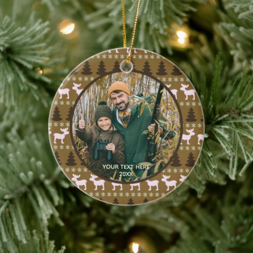 Rustic Wilderness, Brown, Two Photo, Two Sided Ceramic Ornament