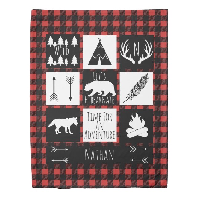 Rustic Wilderness Buffalo Check Plaid Duvet Cover (Front)