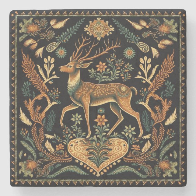 Rustic Wilderness Deer Stone Coaster (Front)