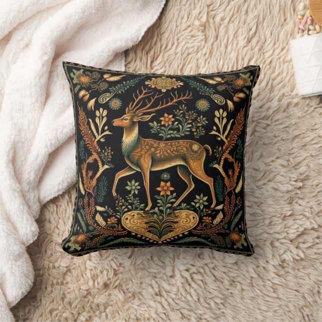 Rustic Wilderness Deer Throw Pillow (Blanket)