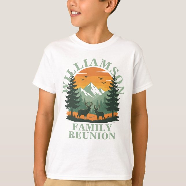 Rustic Wilderness Family Reunion Customizable Kids T-Shirt (Front)