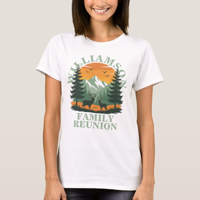 Rustic Wilderness Family Reunion Customizable T-Shirt (Front)