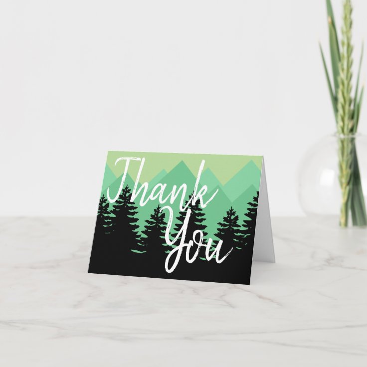 Rustic Wilderness Forest & Mountains Thank You Invitation | Zazzle