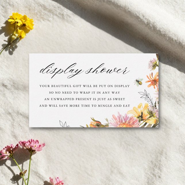 Rustic Wildflower and Bee Bridal Display Shower Enclosure Card (Creator Uploaded)