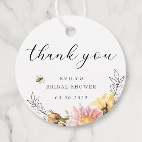 Rustic Wildflower and Bee Bridal Shower Thank You Favor Tags