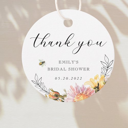 Rustic Wildflower and Bee Bridal Shower Thank You Favor Tags