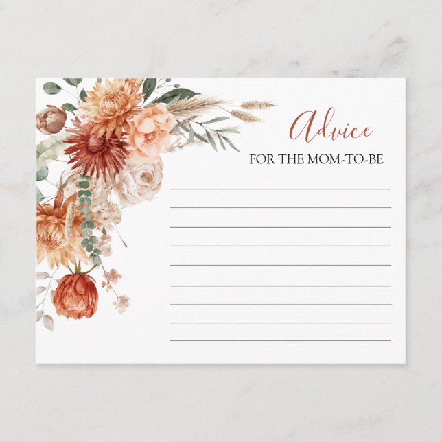 Rustic Wildflower Baby Shower Advice For Mommy Enclosure Card (Front)