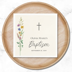 Rustic Wildflower Baptism  Napkins