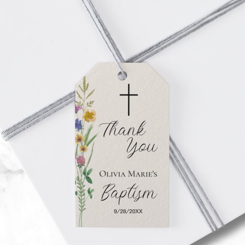 Rustic Wildflower Baptism Thank You 