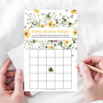 Rustic Wildflower Bee Baby Shower Bingo Game