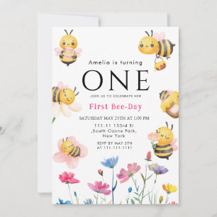 Rustic Wildflower Boho First Bee Day Invitation