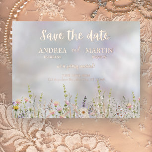 Rustic Wildflower Boho Garden Save The Date Foil Holiday Postcard