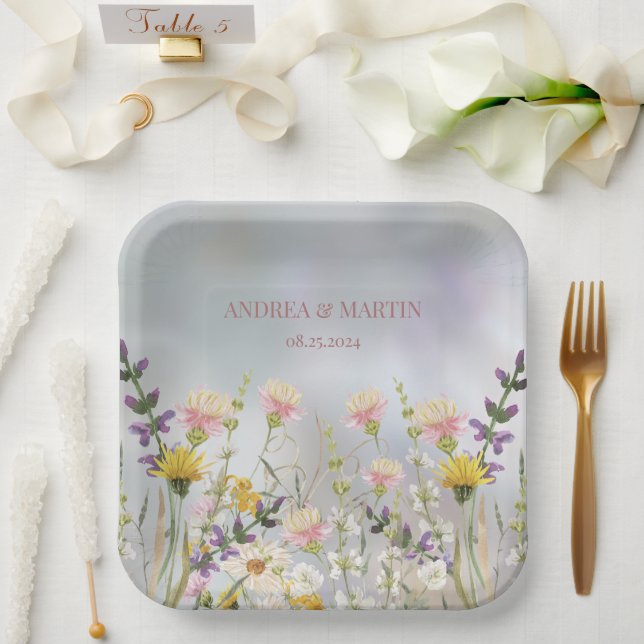 Rustic Wildflower Boho Garden Wedding Paper Plates (Wedding)