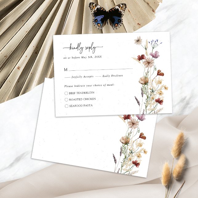 Rustic Wildflower Boho RSVP Card (White Rustic Wildflower Boho RSVP Enclosure Card by Painted Paperie
)