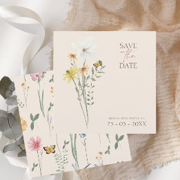 Rustic Wildflower Boho Save the Date Card