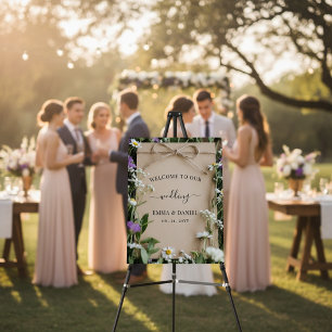 Rustic Wildflower Botanical Wedding Welcome sign