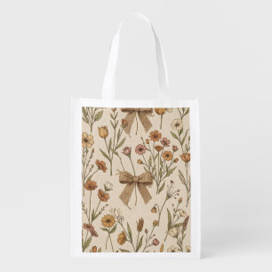 Rustic Wildflower Bouquet with Burlap Bows Vintage Grocery Bag