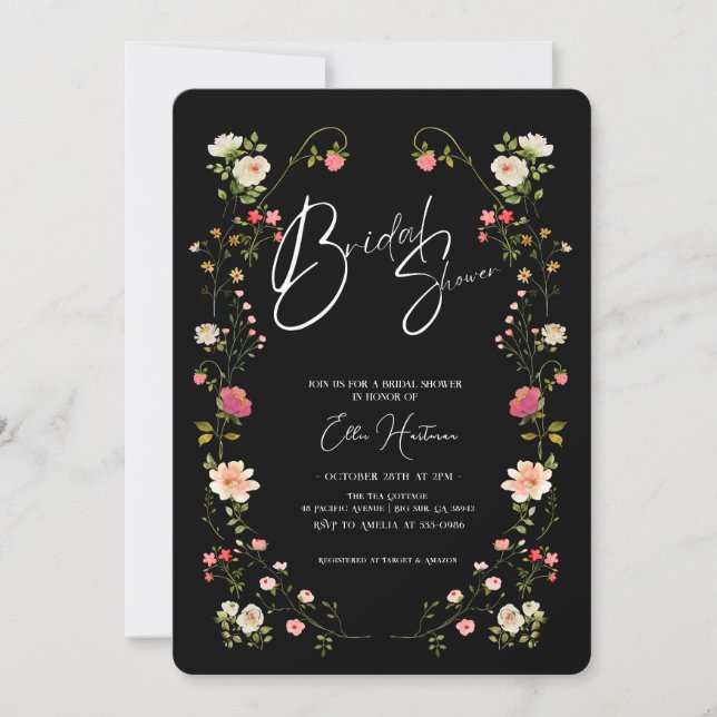 Rustic Wildflower Bridal Bash Invitation (Front)
