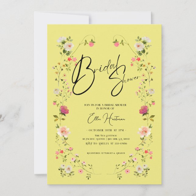 Rustic Wildflower Bridal Bash Invitation (Front)