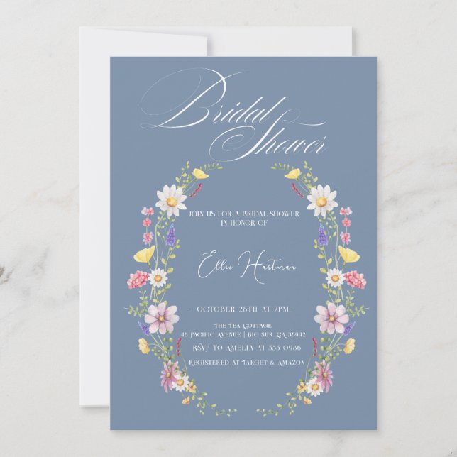 Rustic Wildflower Bridal Bash Invitation (Front)