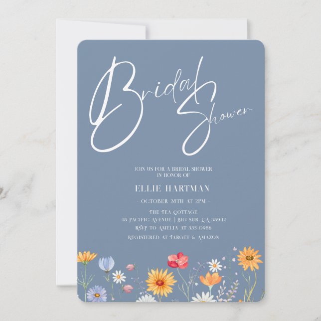 Rustic Wildflower Bridal Bash Invitation (Front)