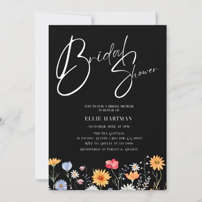 Rustic Wildflower Bridal Bash Invitation (Front)