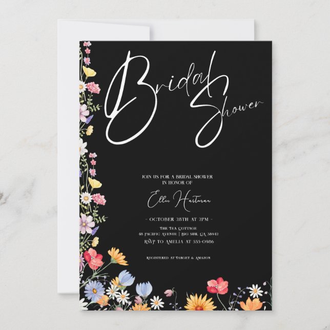 Rustic Wildflower Bridal Bash Invitation (Front)