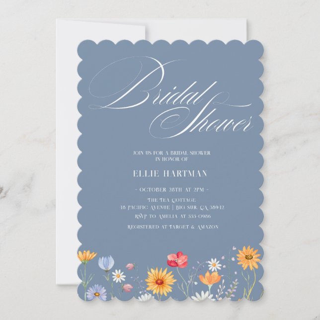 Rustic Wildflower Bridal Bash Invitation (Front)