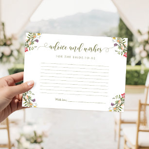 Rustic Wildflower Bridal Shower Advice and Wishes Enclosure Card